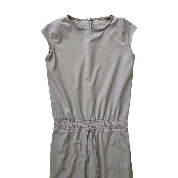 Albion (Womens Size XS) Jumpsuit Gray Cap Sleeve Trim Jogger Leg Ankle Zipper - Picture 2 of 8